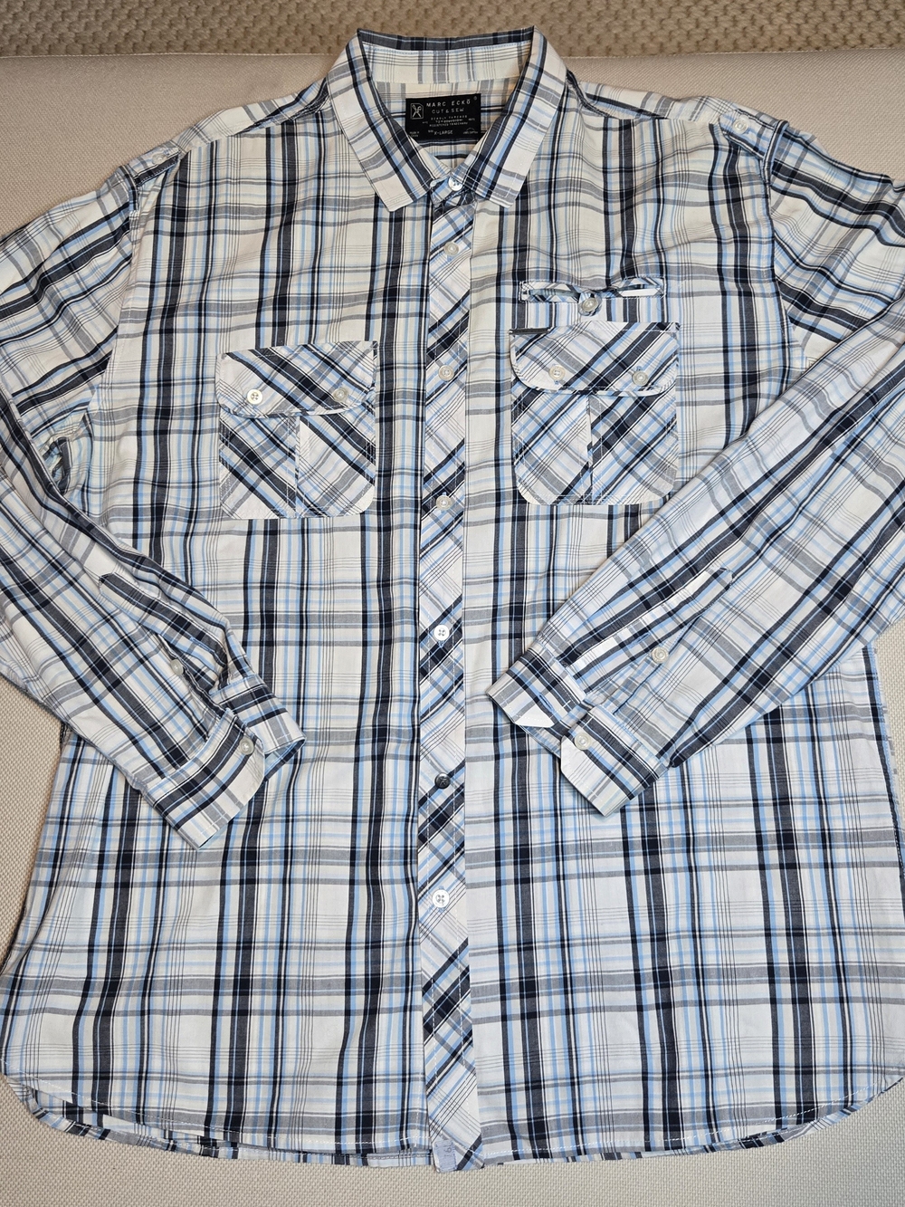 Marc Ecko Cut & Sew Deadly Threads 72nd Division X-Large Button Up Shirt Plaid